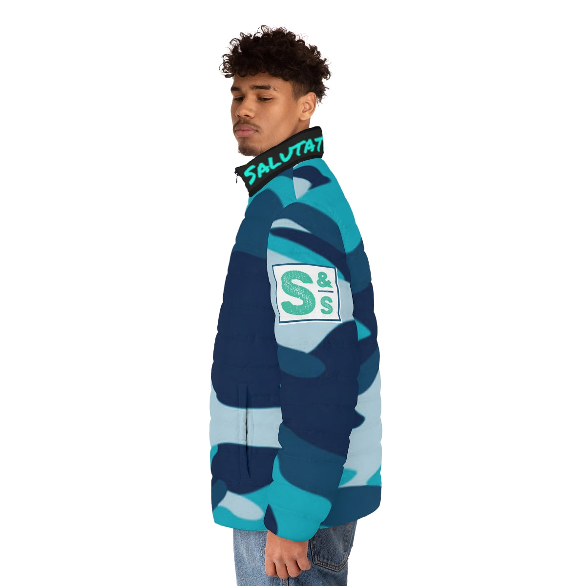 Salutations & Such Blue Camo Puffer