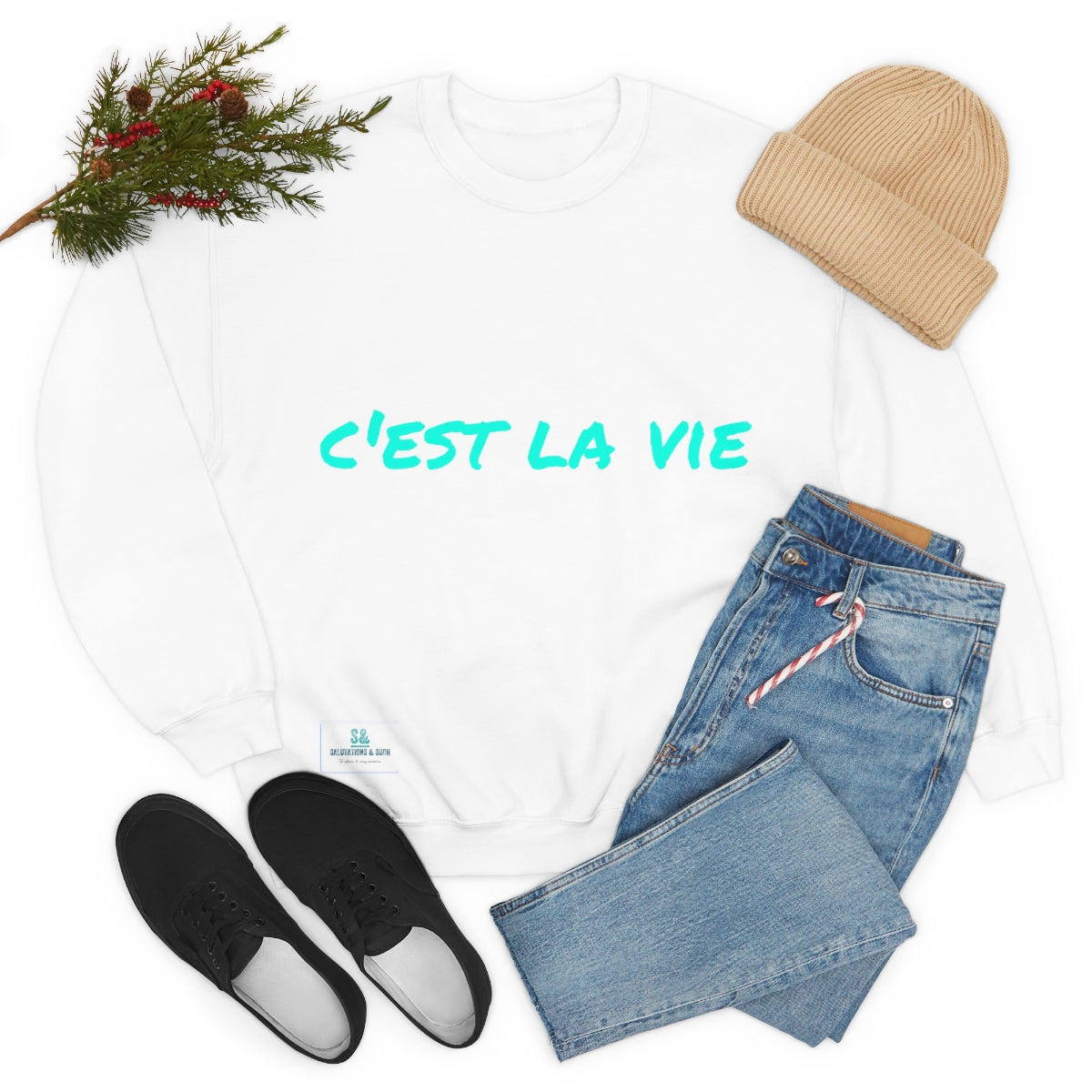 Salutations & Such Crewneck Sweatshirt-C'est La Vie