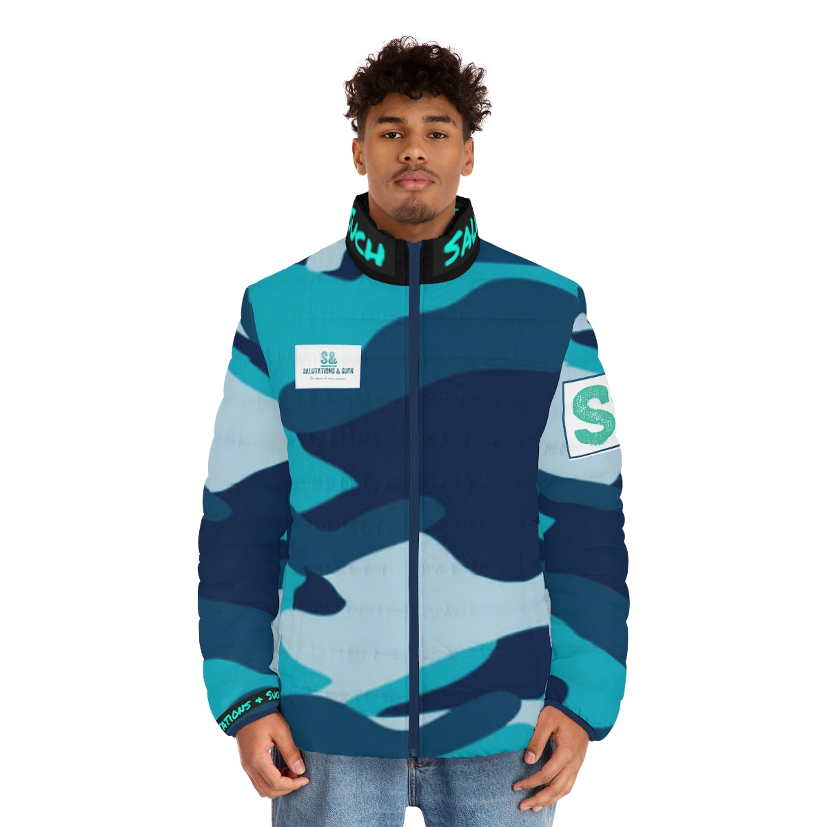 Salutations & Such Blue Camo Puffer