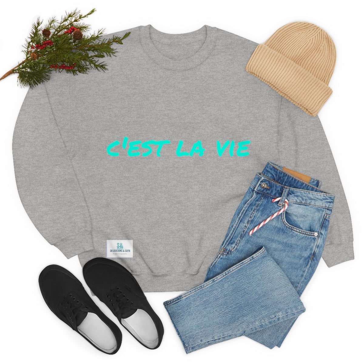 Salutations & Such Crewneck Sweatshirt-C'est La Vie