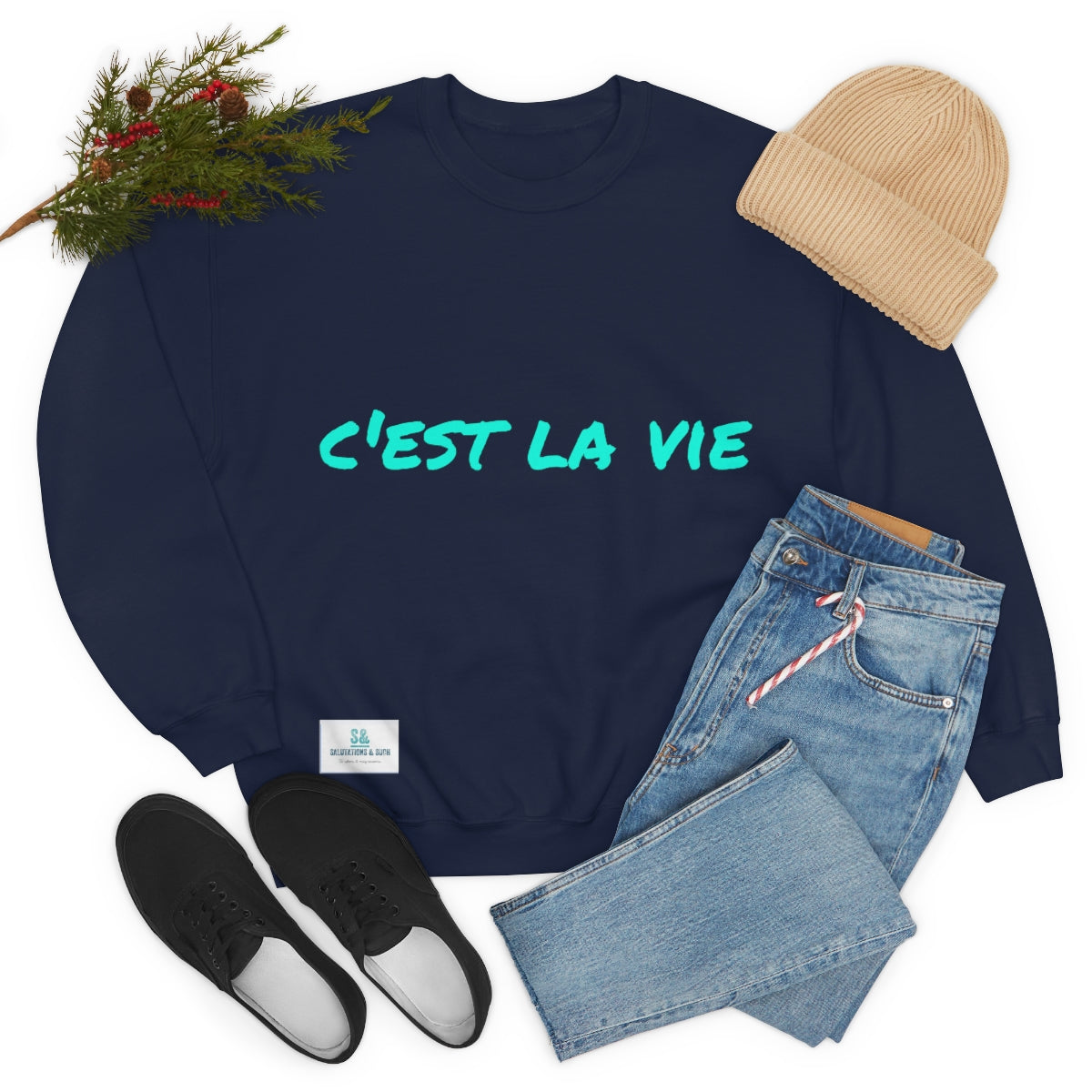 Salutations & Such Crewneck Sweatshirt-C'est La Vie